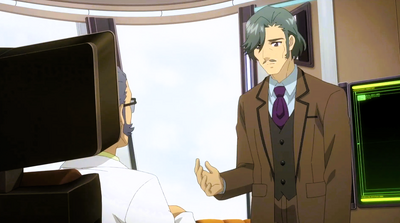 Le Professeur Procyon discute avec le Professeur Yumi.