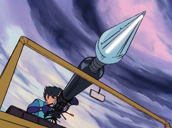 Alcor prêt à détruire Golgoth 32 avec son canon.